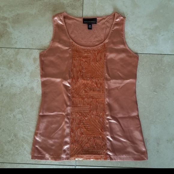 Dana Buchman Rust Color top with sequins - Picture 1 of 5
